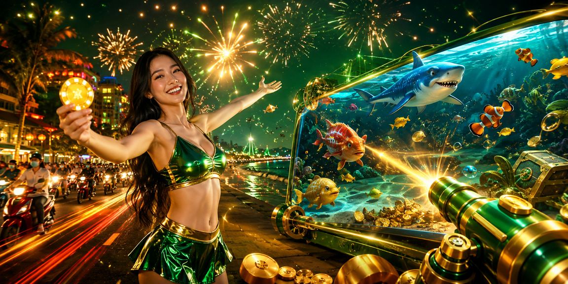 Trò chơi bắn cá neon sôi động về đêm tại Phú Quốc